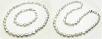 11mm Silver Grey Pearl Necklace 18"+ Bracelet 8" Set